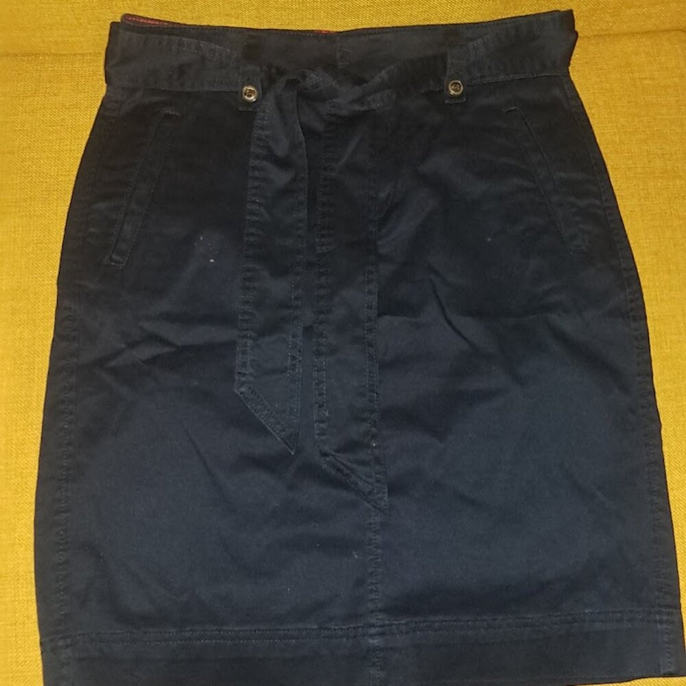 Tommy Hilfiger Navy Blue Straight Belted Pencil Skirt with Deep Pockets Size 4
